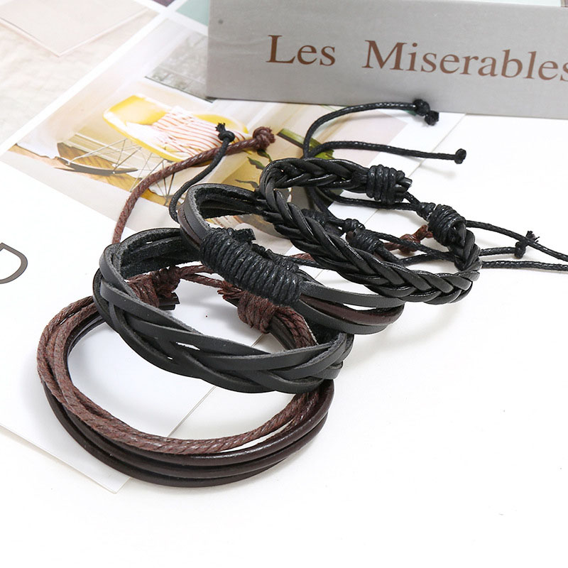 Multi-layer Braided Diy Four-piece Leather Bracelet