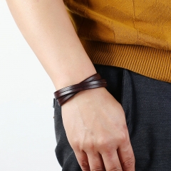 Retro Simple Two-ring Fashion Punk Rock Leather Bracelet