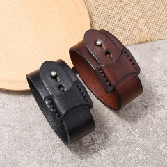 Vintage Minimalist Men's Cowhide Leather Bracelet