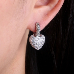 Korean Version With Zirconium Diamond Peach Heart Earrings