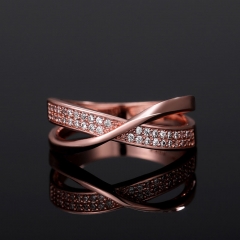 Simple Personality X-shaped Two-color Zirconia Copper Ring
