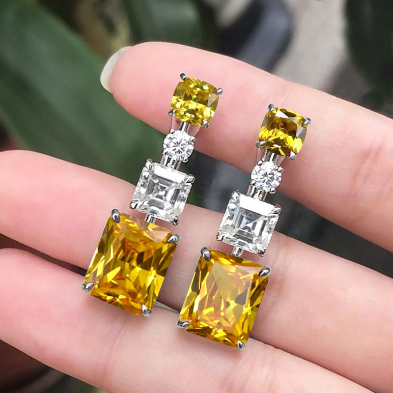 Luxury Emerald Cut Zircon Earrings