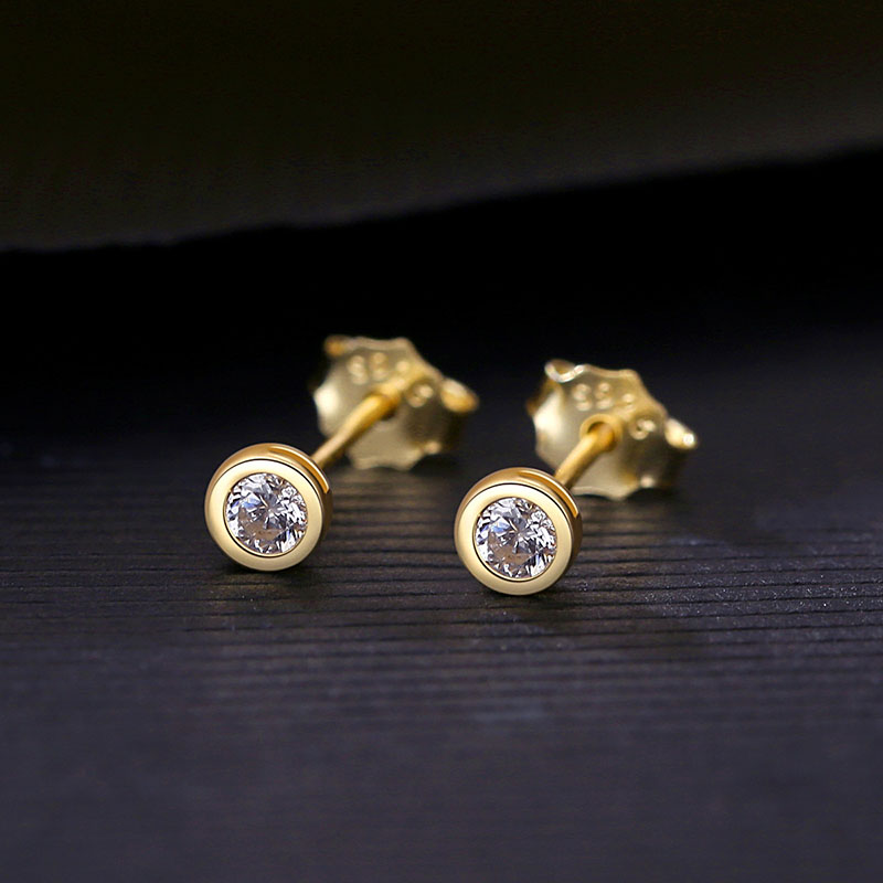 Wholesale Gold-plated S925 Silver With Zirconia Korean Simple Polka Dot Earrings