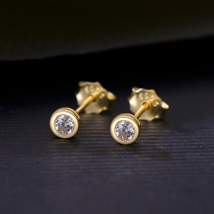 Wholesale Gold-plated S925 Silver With Zirconia Korean Simple Polka Dot Earrings