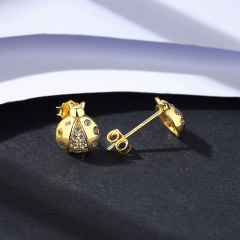 Wholesale Small Ladybug Delicate Zircon Insect Sweet Earrings