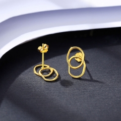 Wholesale Double Circle S925 Silver Korean Version Of Simple Metal Sense Of Fashion Sweet Earrings