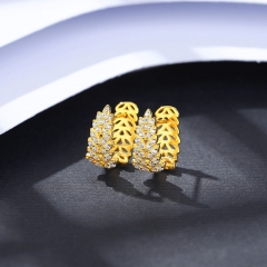 Wholesale Full Of Diamonds 925 Silver Micro-set Zircon Exquisite Wheat Earrings Golden Buckle