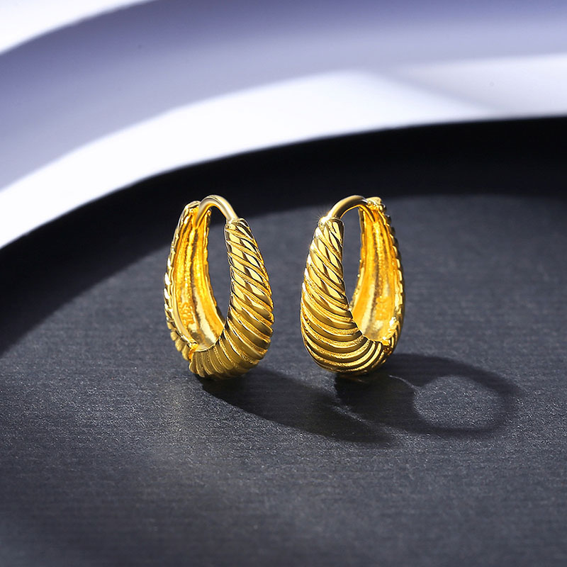 Wholesale Sterling Silver 925 Silver Threaded 14k Gold Plated Earrings