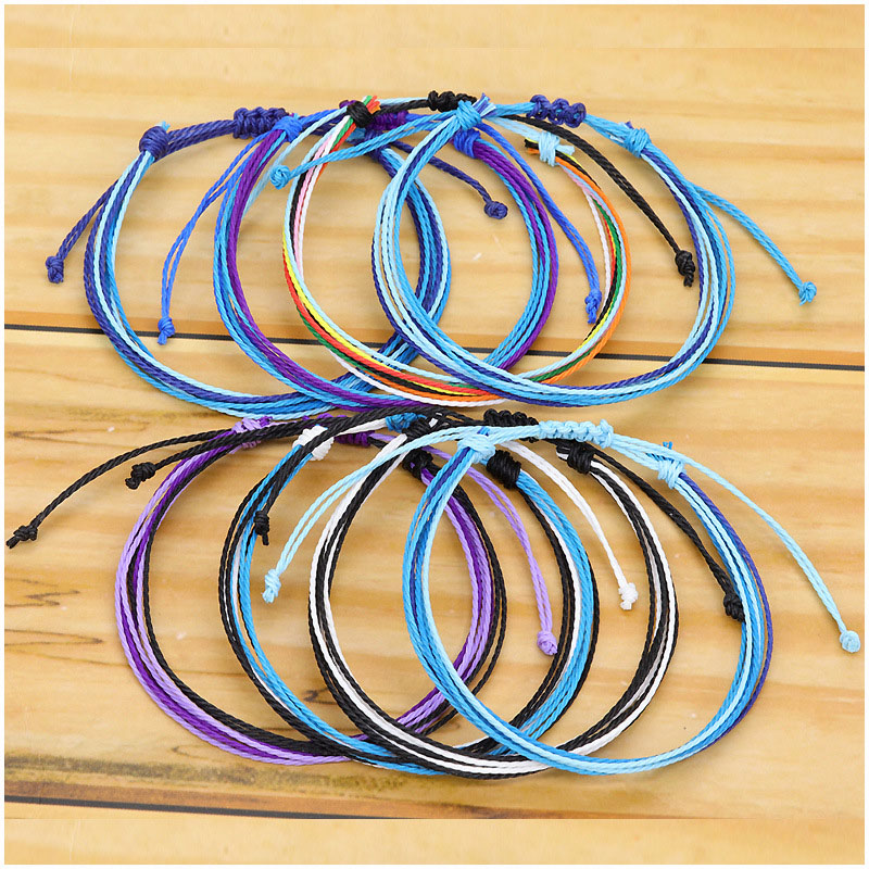 Wholesale Waxed Cord Hand Braided Colored Rope Braided Friendship Bracelet