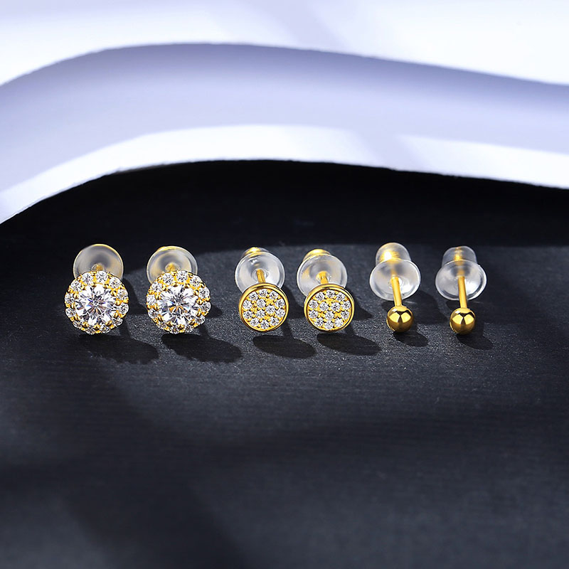 Micro Silver Set Wholesale Simple 925 Silver Micro-set Zirconia Exquisite Earrings Set ...