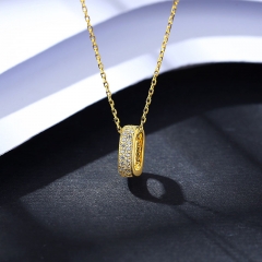 Wholesale 925 Silver Full Of Diamonds Pendant Micro-set Zircon Plated 14k Real Gold Korean Oval Necklace
