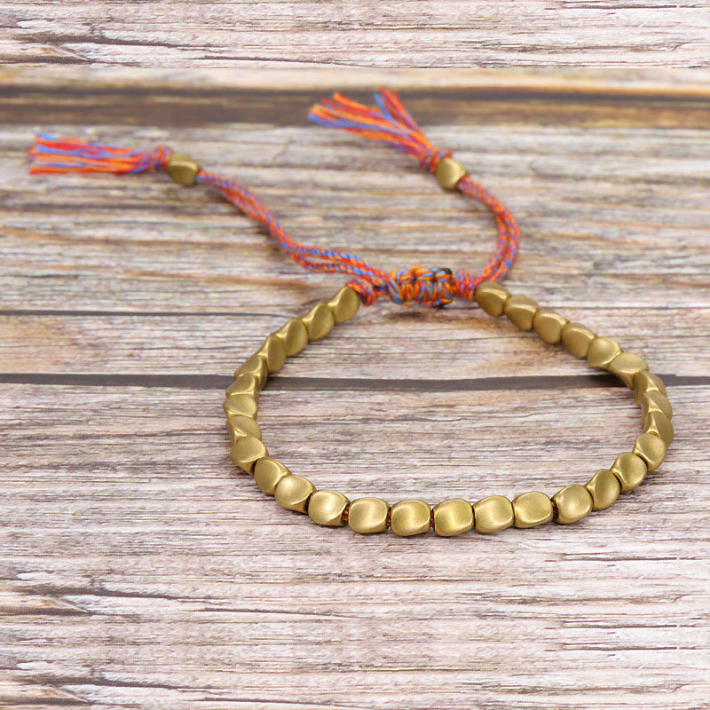 Wholesale Handmade Braided Shaped Copper Beads Pulling Tassel Bracelet Rope