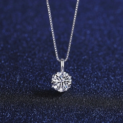 Wholesale Moissanite 925 Silver One Carat High Carbon Diamond Box Chain Pendant Necklace