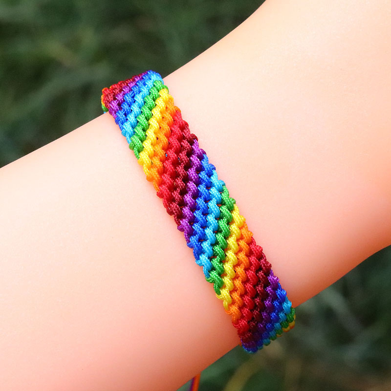 Wholesale Polyester Cord Rainbow Hand Braided Bracelet