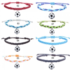 Wholesale Football Couple Waxed Wire Braided Bracelet