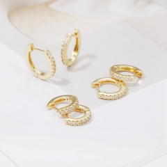 Wholesale Copper Gold-plated Zirconia Double Open Simple Large And Small Three Pieces Of Earrings Buckle