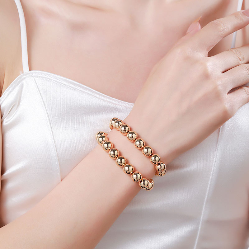 Wholesale Round Bead Beach Geometric Stretch Color Preserving Plated Bracelet