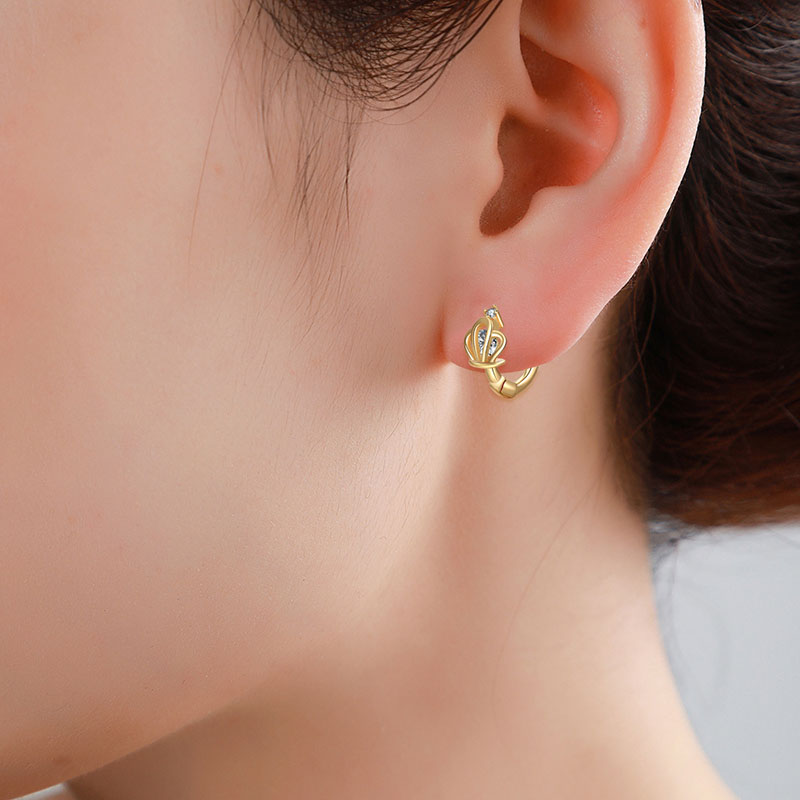 Wholesale Crown Zircon Copper Gold Plated Simple Temperament Earrings