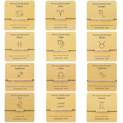 Wholesale Morse Code Couple Bracelet Card With Zodiac Pattern