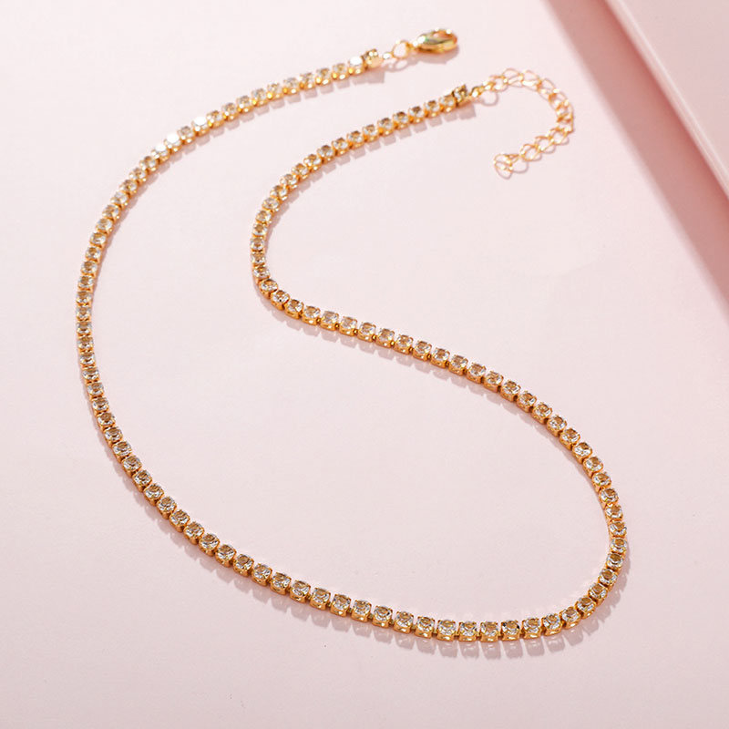 Wholesale Simple Full Diamond Choker Japanese And Korean Collarbone Chain