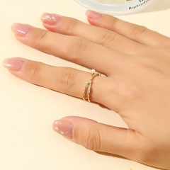 Wholesale Crossed Zircon Pearl Opening Adjustable Index Finger Ring