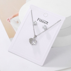 Wholesale Simple Full Diamond Heart-shaped Zircon Necklace Set