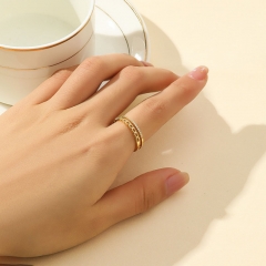 Wholesale Gold Chain With Diamonds Geometric Metal Copper Plated Real Gold Drip Oil Ring