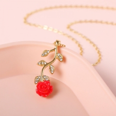 Wholesale Simple Rose Flower Necklace