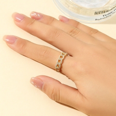 Wholesale Full Of Diamonds Twist Copper Plated Real Gold Fashion Open Ring