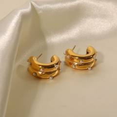 Wholesale Geometric Metal Irregular French Style With Zirconia Earrings
