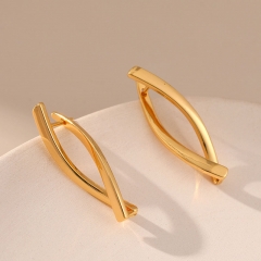 Wholesale Geometric Irregular Lines Cross Minimalist 18k Real Gold Plated Earrings