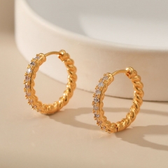 Wholesale Twisted Twist Classic Simple Brass Plated 18k Real Gold Color Preservation Earrings