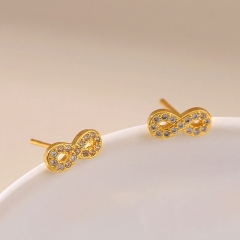 Wholesale 18k Real Gold Plated Zirconia Light Luxury Figure 8 Fashion Earrings