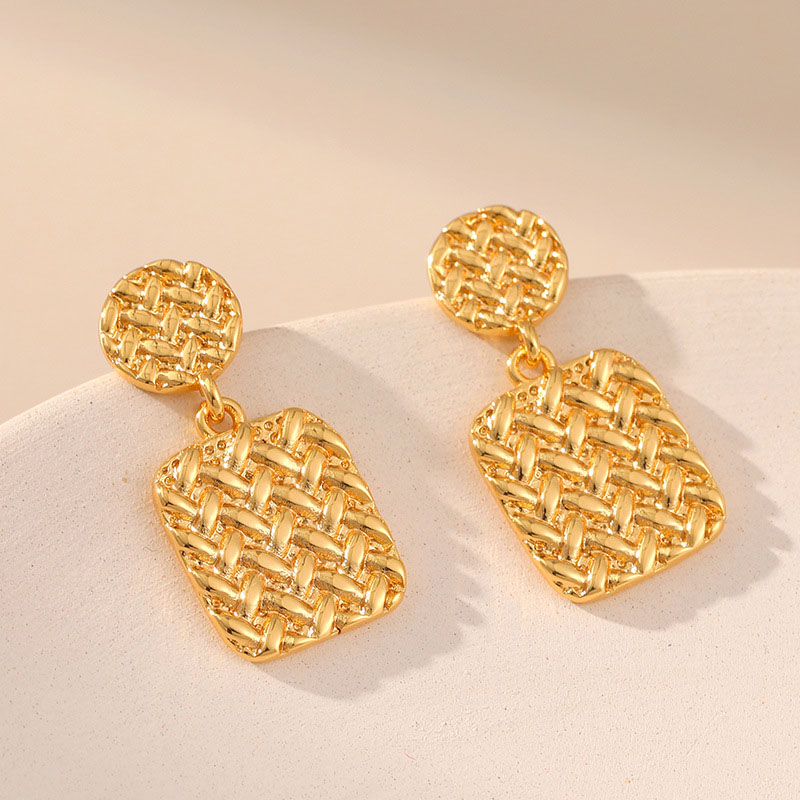 Wholesale Brass 18k Real Gold Plated Popular Geometric Square Earrings