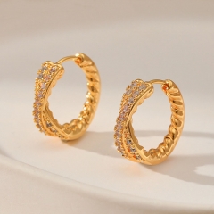 Wholesale Cross-wound Small Size Earrings With 18k Real Gold Plated Ear Clasp