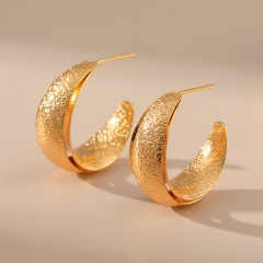 Wholesale Open Exaggerated 18k Real Gold Plated Matte Earrings