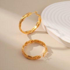 Wholesale 18k Real Gold Plated Circle Woven Vintage Twist Earrings