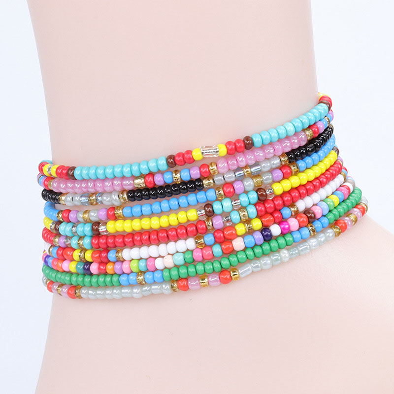 Wholesale Colorful Rice Beads Woven Seaside Beach Surfing Anklet