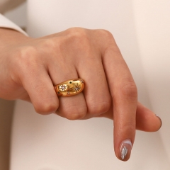 Mayorista Luz Francesa Lujo Vintage Hexagonal Zircon Ring