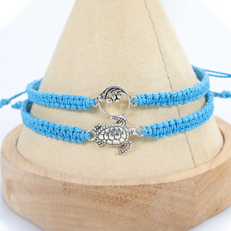 Wholesale Wax Cord Braided Turtle Sea Wave Surf Shell Beach Anklet