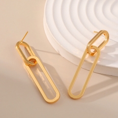 Wholesale Simple Paperclip Fashion Double Hoop Silver Pin Earrings