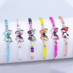 Wholesale Colorful Butterfly Crystal Beaded Bracelet