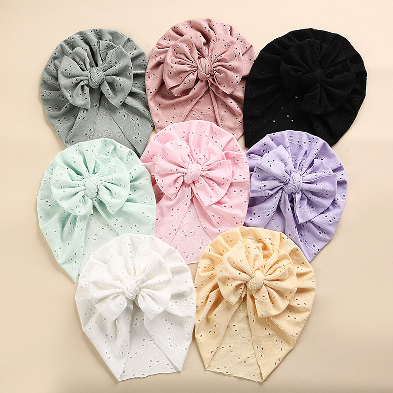 Lace Bow Stretch Embroidered Baby Hat Supplier