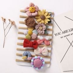 Floral Bow Nylon Headband With Baby Soft Hair Band 10pcs Supplier