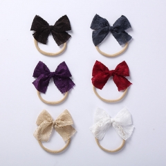 Soft Lace Bow Baby Nylon Knotted Headband Supplier