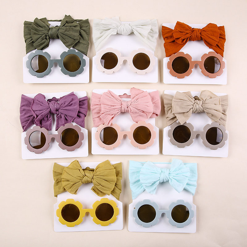 Baby Bow Nylon Wide Hairband Sunglasses Set Of Two Supplier