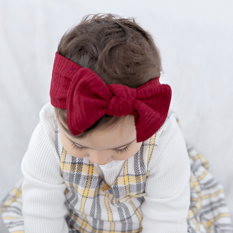 Children's Wool Double Knit Stretchy Bow Wide Edge Headband Supplier