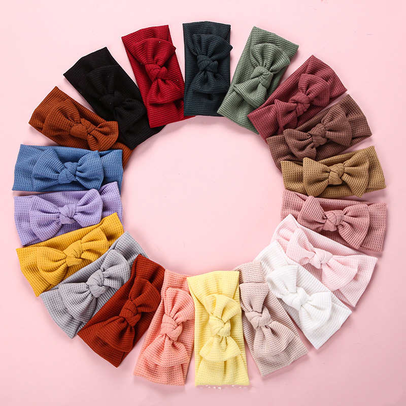Baby Waffle Bow Woolen Knitted Hair Tie Supplier