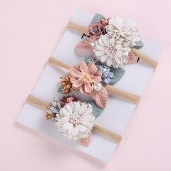 Hand Pieced Pearl Flower Nylon Children's Hairband Supplier