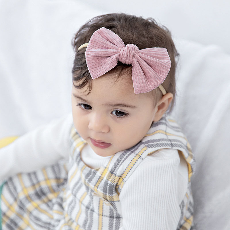 23 Colours Stretch Nylon Knitted Fabric Baby Bow Hairband Supplier